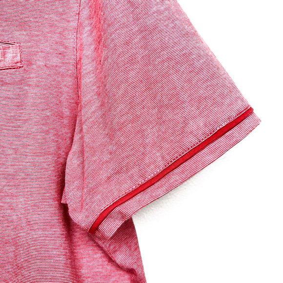 Ted Baker Button Collar Red and White Polo Shirt - Picture 3 of 6
